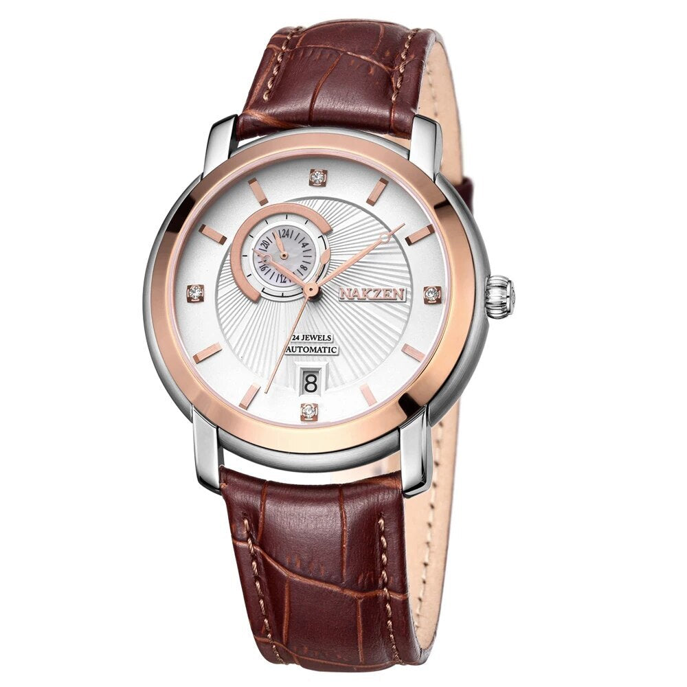NAKZEN Men Automatic Japan NH37 Movement Mechanical Watch Men Sapphire Military Leather Sports Watches Male Clock Reloj Hombre 6026