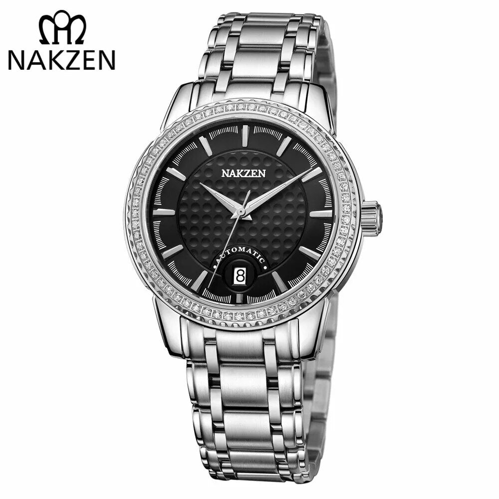 NAKZEN Men Business Mechanical Watch Men's Automatic Miyota 8215 Movt Diamond Watches Sapphire Wrist Watch Waterproof Clock 6020