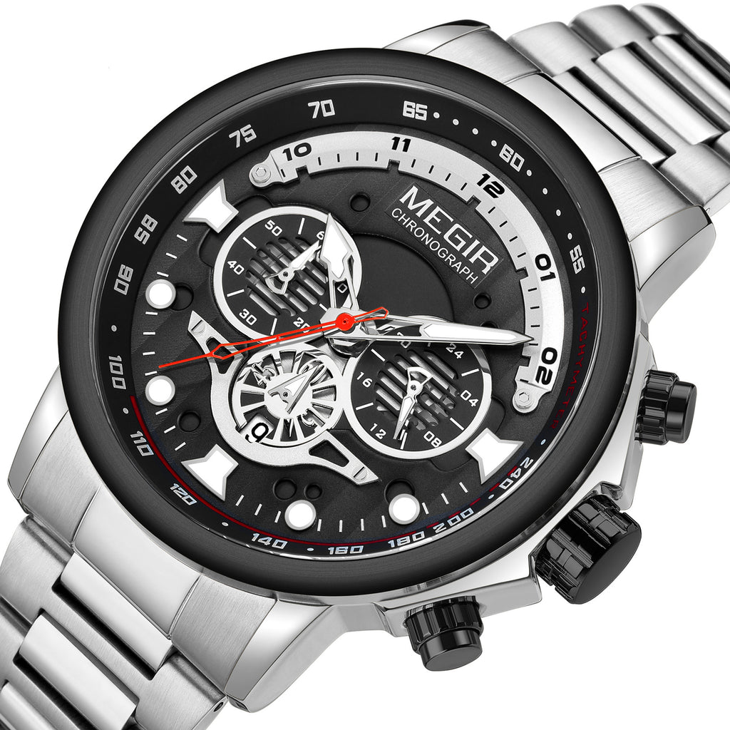 MEGIR Luxury Men Watches Stainless Steel Quartz Wristwatches Fashion Men Business Watch Clock Male Chronograph Relogio Masculino 2223