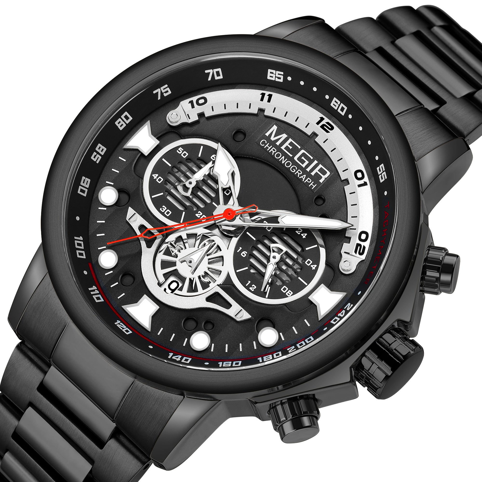 MEGIR Luxury Men Watches Stainless Steel Quartz Wristwatches Fashion Men Business Watch Clock Male Chronograph Relogio Masculino 2223