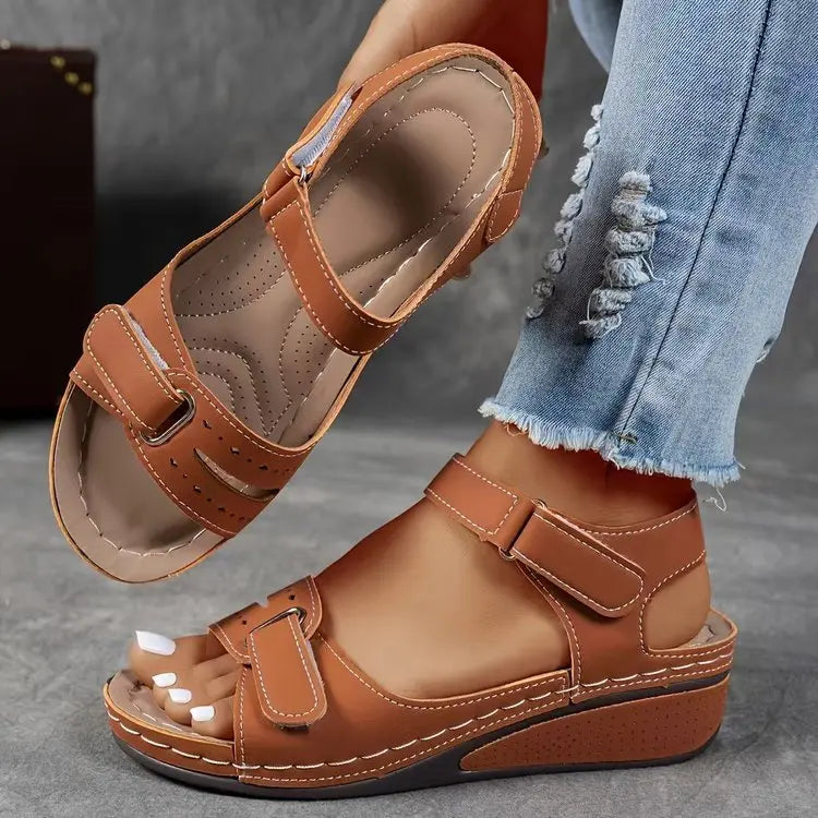 European American-style Retro Large-size Wedge Sandals Women In-stock Summer New Arrival Platform Thick-soled Hollow-out