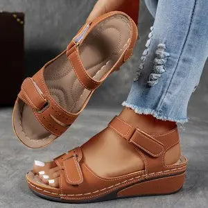 European American-style Retro Large-size Wedge Sandals Women In-stock Summer New Arrival Platform Thick-soled Hollow-out