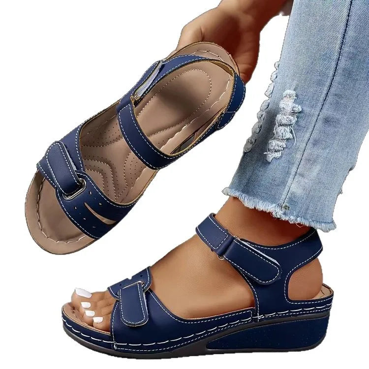 European American-style Retro Large-size Wedge Sandals Women In-stock Summer New Arrival Platform Thick-soled Hollow-out