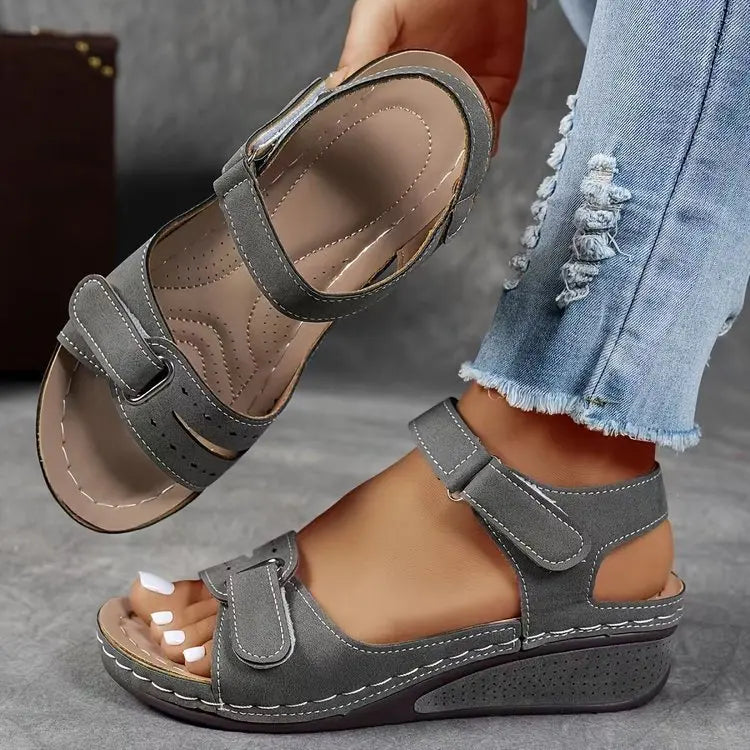 European American-style Retro Large-size Wedge Sandals Women In-stock Summer New Arrival Platform Thick-soled Hollow-out