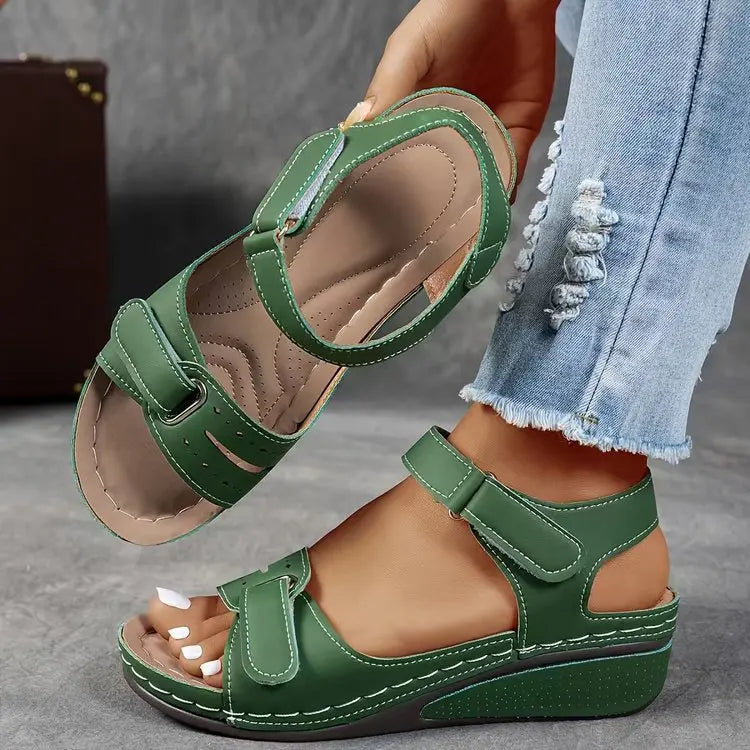 European American-style Retro Large-size Wedge Sandals Women In-stock Summer New Arrival Platform Thick-soled Hollow-out