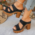 Y 35-43 New Women's Peep-toe Velcro Chunky Heel Sandals Fashionable and Versatile High-heeled slippers