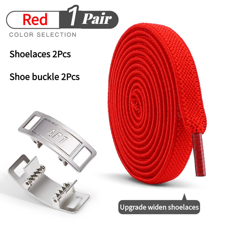 Adult No-Tie Elastic Shoelaces 8mm Flat Sneaker Tennis Shoe Accessories - New for AF1 Lock Shoelaces - Easy Slip-On Shoe Laces