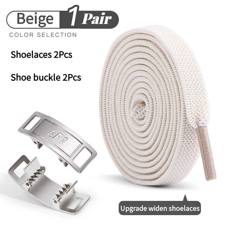 Adult No-Tie Elastic Shoelaces 8mm Flat Sneaker Tennis Shoe Accessories - New for AF1 Lock Shoelaces - Easy Slip-On Shoe Laces