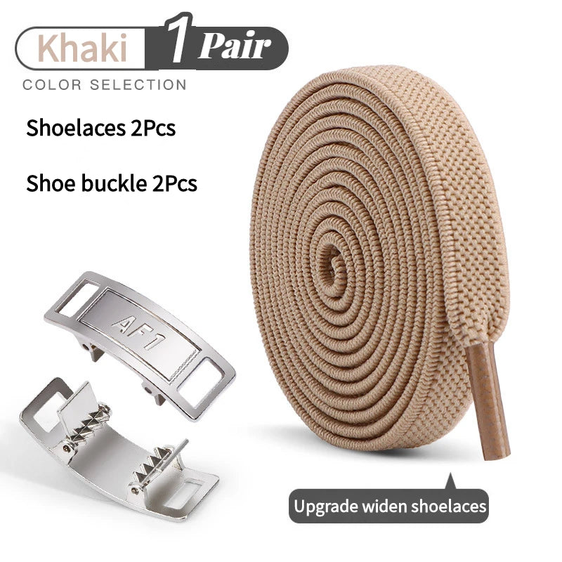 Adult No-Tie Elastic Shoelaces 8mm Flat Sneaker Tennis Shoe Accessories - New for AF1 Lock Shoelaces - Easy Slip-On Shoe Laces