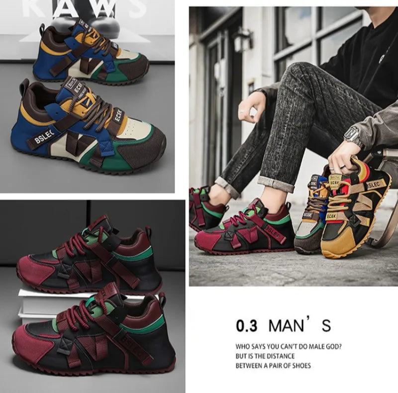 Plus Size39-48 Men Original Shoes Street Style Fashion Men Wear-resistant Sneakers Versatile Microfiber Leather Vulcanized Shoes