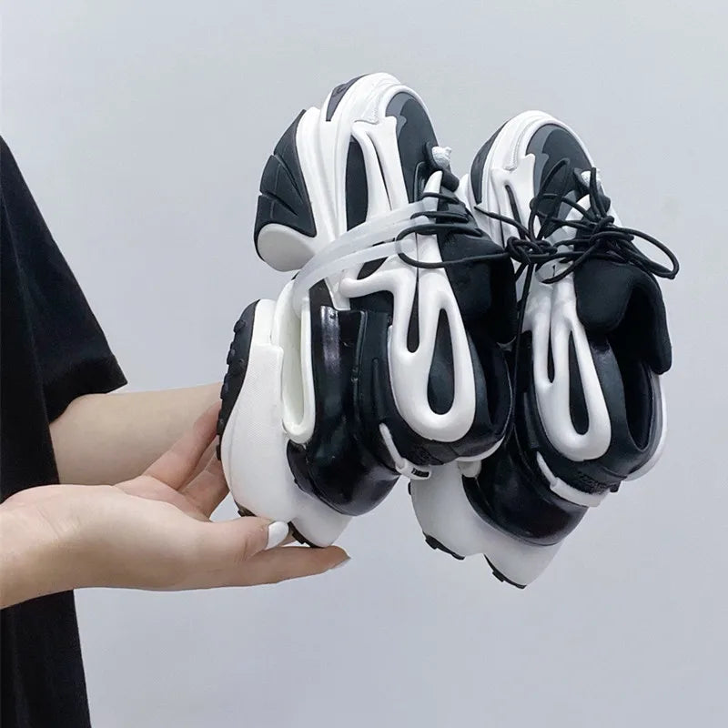 2025 Women Platform Sneakers Thick Bottom Lace-Up shoes Pointed Toe Comfortable Non-Slip Outdoors Brand Shoes For Man shoes