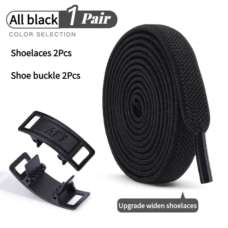 Adult No-Tie Elastic Shoelaces 8mm Flat Sneaker Tennis Shoe Accessories - New for AF1 Lock Shoelaces - Easy Slip-On Shoe Laces