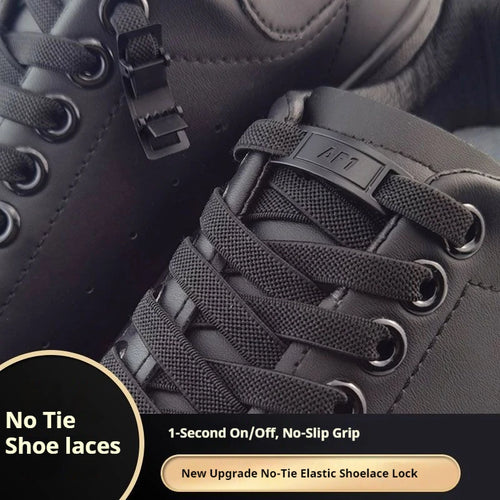 Adult No-Tie Elastic Shoelaces 8mm Flat Sneaker Tennis Shoe Accessories - New for AF1 Lock Shoelaces - Easy Slip-On Shoe Laces