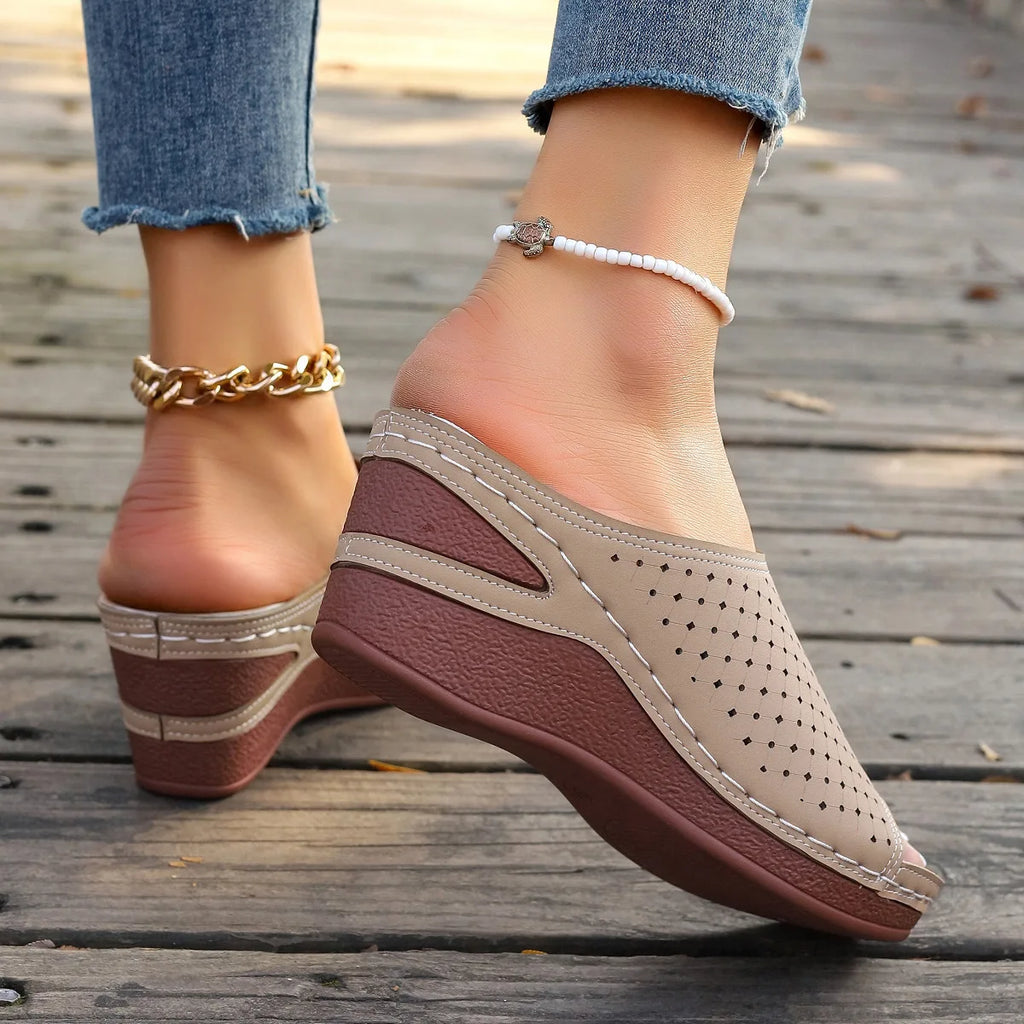 Sandals For Women 2025 Summer Dressy Women Shoes Thick Soled Wedge Sandals Fashionable One Foot Bohemian Beach Sandales Femmes