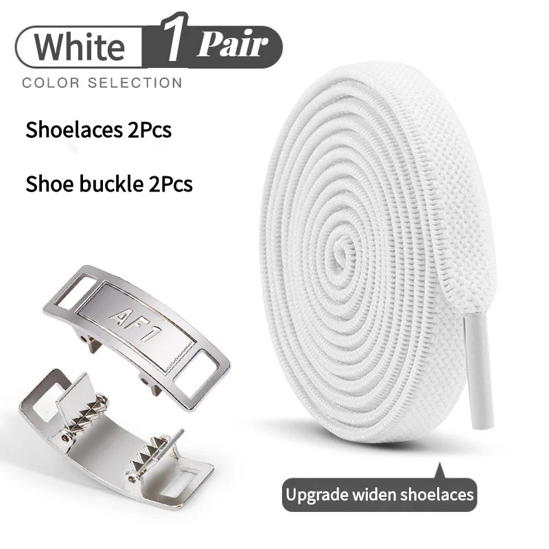 Adult No-Tie Elastic Shoelaces 8mm Flat Sneaker Tennis Shoe Accessories - New for AF1 Lock Shoelaces - Easy Slip-On Shoe Laces