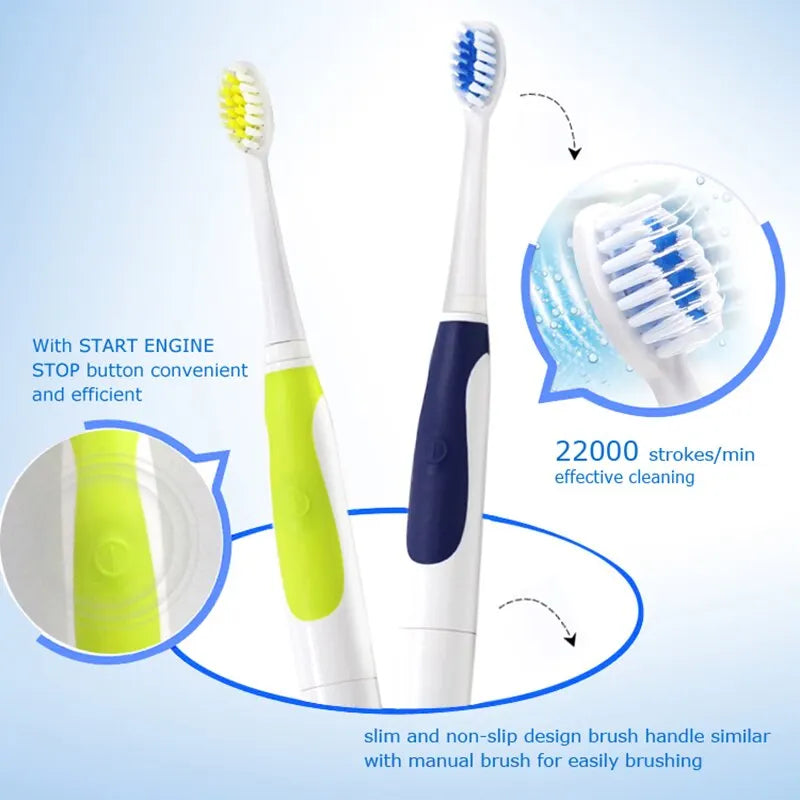 Seago Toothbrush Electric with 2 Pieces Brush Heads Waterproof IPX7 Slim Easy to Carry for Travel Adult Brush 3 Colors SG920