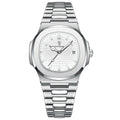 Watch for Men Stainless Steel Square Waterproof Quartz (White)