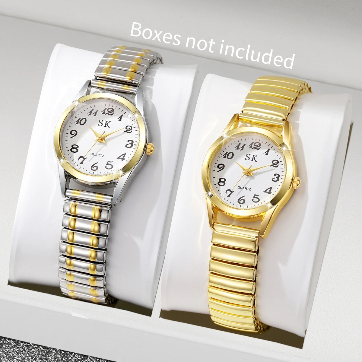 Middle aged and elderly watches, men's large digital dial, women's watch, steel strip spring, elastic band, elderly watch