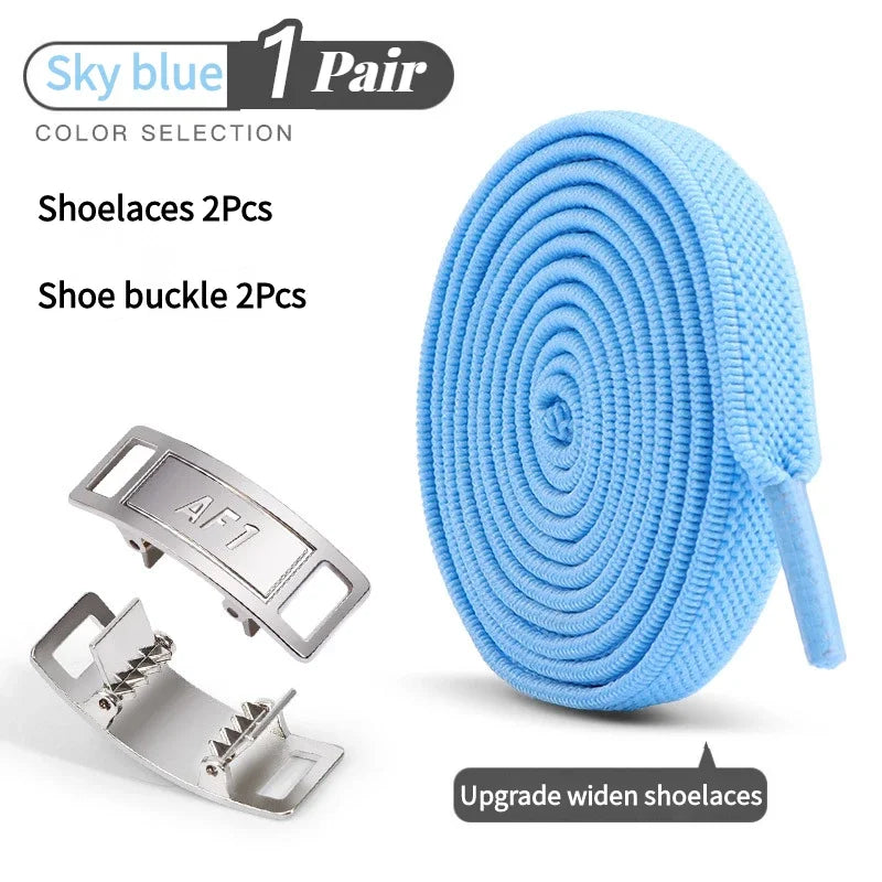 Adult No-Tie Elastic Shoelaces 8mm Flat Sneaker Tennis Shoe Accessories - New for AF1 Lock Shoelaces - Easy Slip-On Shoe Laces