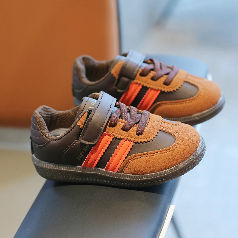 Classic Retro Children's Tennis Shoes Stripe Patchwork Boys Girls School Sneakers Causal Non-slip Daily Wear Kids Sports Shoes