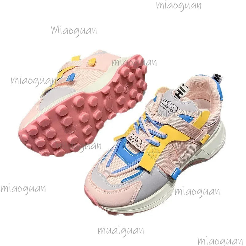 New Women colorful Sneakers Mesh Breathable Platform Shoes Casual Lace Up Outdoor Running Sport Footwear Versatile Outdoor Shoes