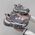 Platform Sneaker Men Designer Tire Bottom Running Shoes Fashion Casual Microfiber Leather Fabric Increased Internal Chunky Shoes
