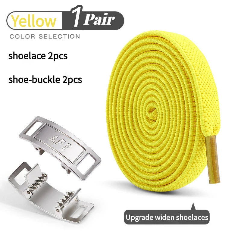 Adult No-Tie Elastic Shoelaces 8mm Flat Sneaker Tennis Shoe Accessories - New for AF1 Lock Shoelaces - Easy Slip-On Shoe Laces