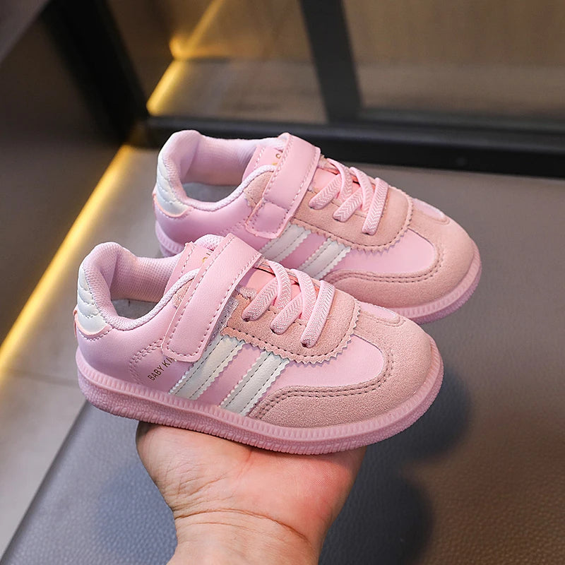 Classic Retro Children's Tennis Shoes Stripe Patchwork Boys Girls School Sneakers Causal Non-slip Daily Wear Kids Sports Shoes