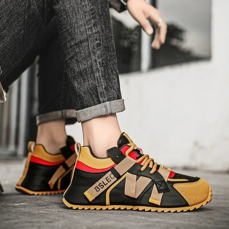Plus Size39-48 Men Original Shoes Street Style Fashion Men Wear-resistant Sneakers Versatile Microfiber Leather Vulcanized Shoes