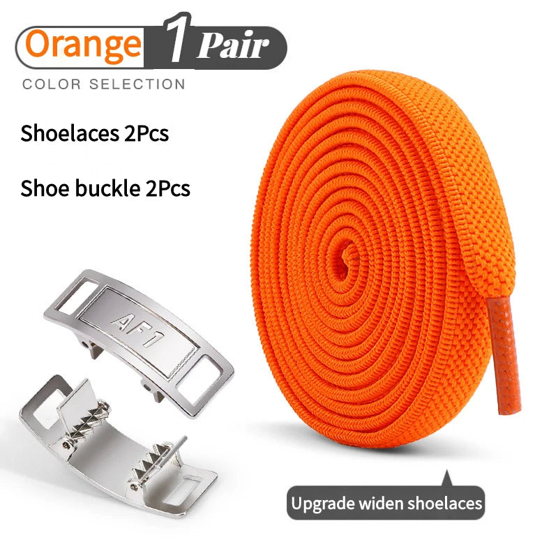 Adult No-Tie Elastic Shoelaces 8mm Flat Sneaker Tennis Shoe Accessories - New for AF1 Lock Shoelaces - Easy Slip-On Shoe Laces