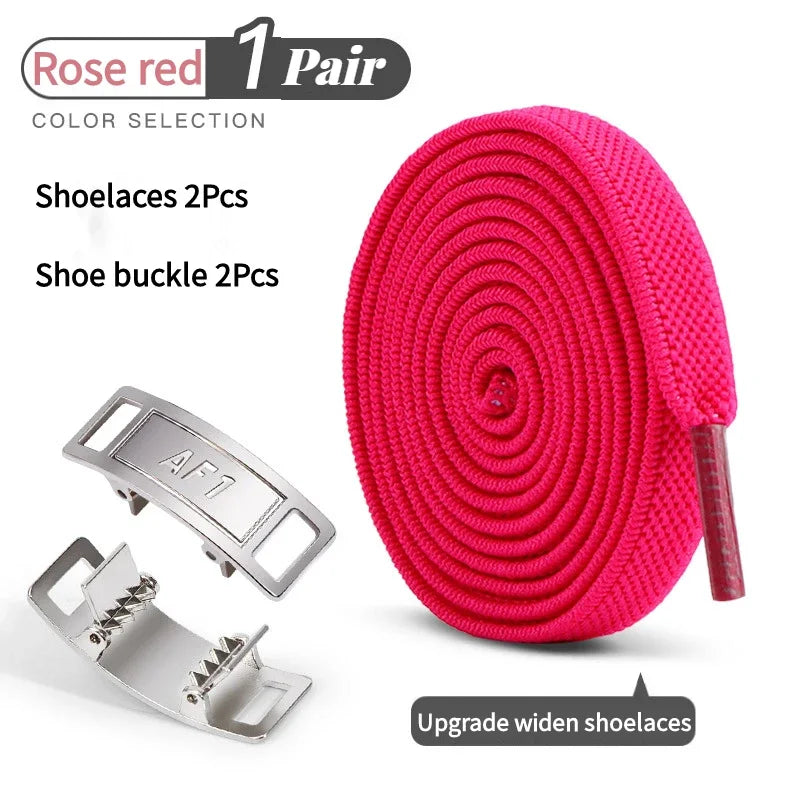 Adult No-Tie Elastic Shoelaces 8mm Flat Sneaker Tennis Shoe Accessories - New for AF1 Lock Shoelaces - Easy Slip-On Shoe Laces