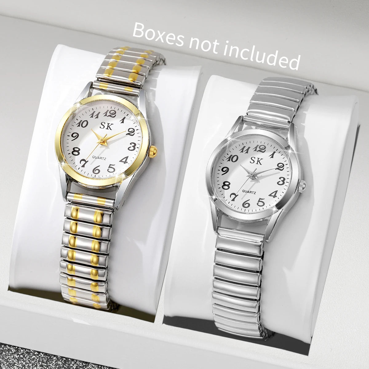 Middle aged and elderly watches, men's large digital dial, women's watch, steel strip spring, elastic band, elderly watch