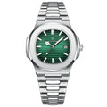 Watch for Men Stainless Steel Square Waterproof Quartz (Green)-0