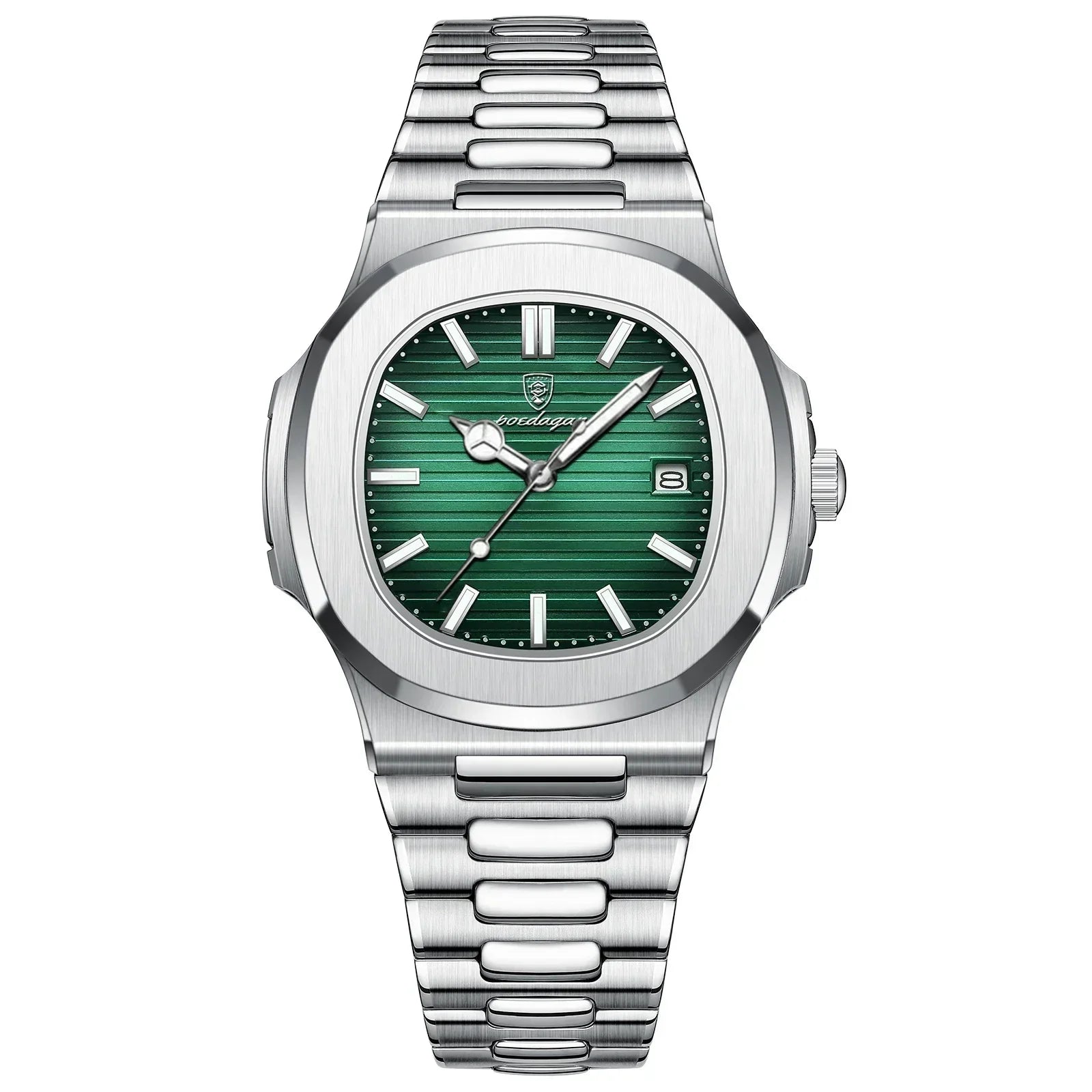 Watch for Men Stainless Steel Square Waterproof Quartz (Green)-0