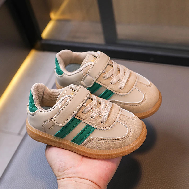 Classic Retro Children's Tennis Shoes Stripe Patchwork Boys Girls School Sneakers Causal Non-slip Daily Wear Kids Sports Shoes