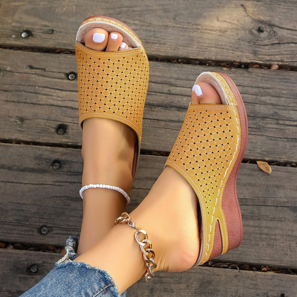 Sandals For Women 2025 Summer Dressy Women Shoes Thick Soled Wedge Sandals Fashionable One Foot Bohemian Beach Sandales Femmes