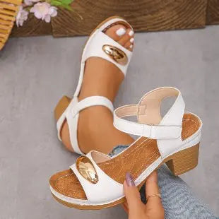 2025 Summer Women Sandals Low Heels Basic Genuine Leather Office Plus Size 35-42 Ladies Casual Outdoor Concise Woman Shoes
