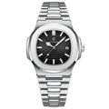 NNEOBA Watch for Men Stainless Steel Square Waterproof Quartz (Black)