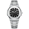 Watch for Men Stainless Steel Square Waterproof Quartz (Black)