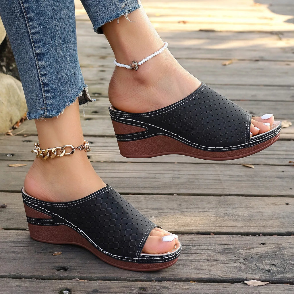 Sandals For Women 2025 Summer Dressy Women Shoes Thick Soled Wedge Sandals Fashionable One Foot Bohemian Beach Sandales Femmes