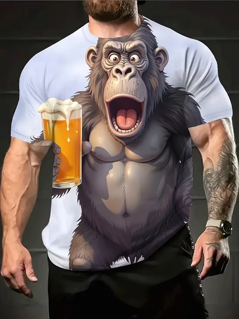 Men's T Shirt Funny Animal Graphic Unisex Short Sleeved Tops Tees 3D Print O-Neck Tops Casual Party Summer Men's Clothing 2026