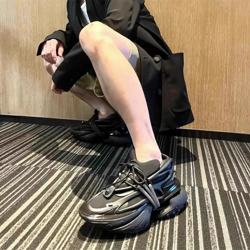 2025 Women Platform Sneakers Thick Bottom Lace-Up shoes Pointed Toe Comfortable Non-Slip Outdoors Brand Shoes For Man shoes